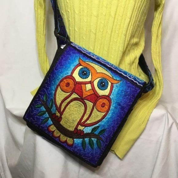 BOHO OWL CROSSBODY EMBROIDERY BAG NEW with tags! - Picture 1 of 7